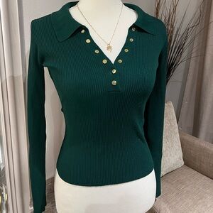 Workshop Republic Clothing Forest Green Ribbed Top